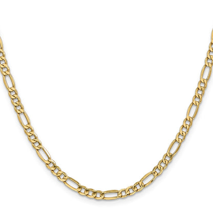 2 Inch 14K Yellow Gold 4.2mm Semi Solid Figaro Chain Necklace