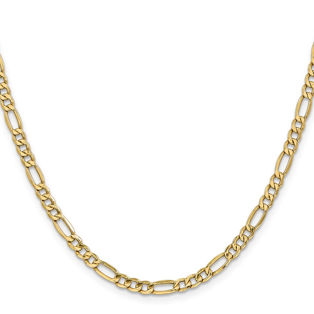 24 Inch 14K Yellow Gold 4.2mm Semi Solid Figaro Chain Necklace