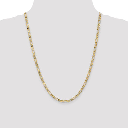 24 Inch 14K Yellow Gold 4.2mm Semi Solid Figaro Chain Necklace