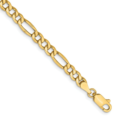 7 Inch 14K Yellow Gold 4.2mm Semi Solid Figaro Chain Bracelet