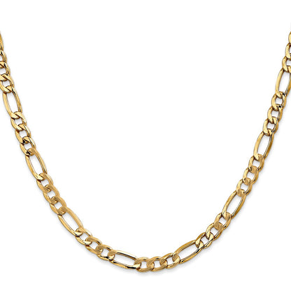 18 Inch 14K Yellow Gold 5.75mm Semi Solid Figaro Chain Necklace