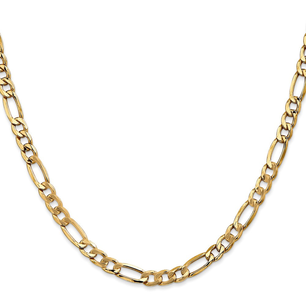 24 Inch 14K Yellow Gold 5.75mm Semi Solid Figaro Chain Necklace