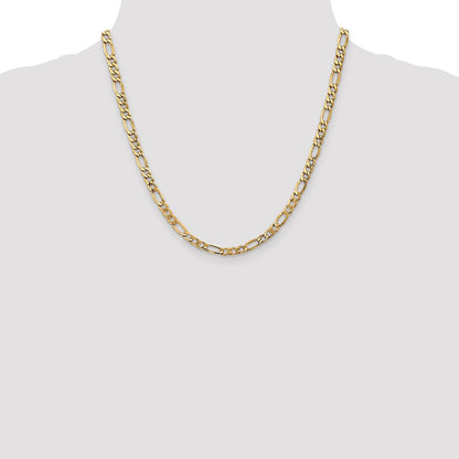 2 Inch 14K Yellow Gold 5.75mm Semi Solid Figaro Chain Necklace
