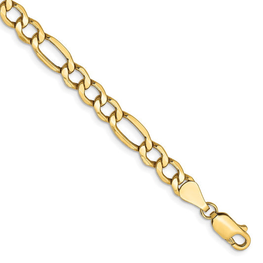 7 Inch 14K Yellow Gold 5.75mm Semi Solid Figaro Chain Bracelet