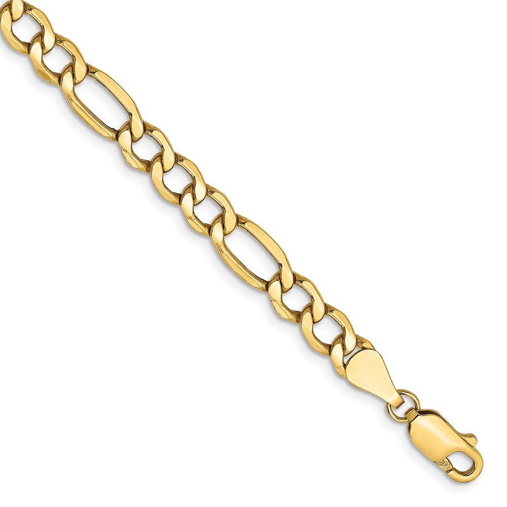 8 Inch 14K Yellow Gold 5.75mm Semi Solid Figaro Chain Bracelet