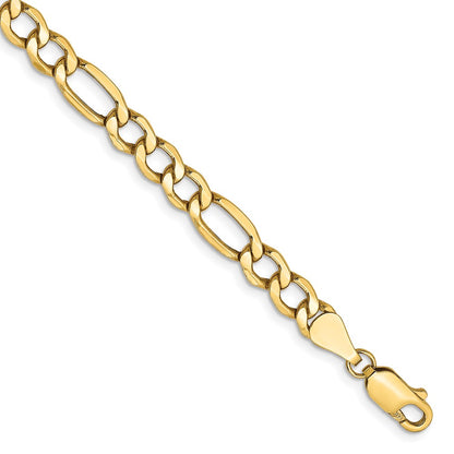 8 Inch 14K Yellow Gold 5.75mm Semi Solid Figaro Chain Bracelet