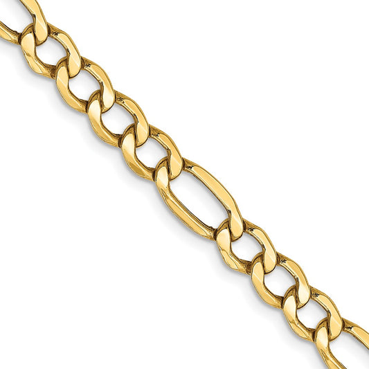 18 Inch 14K Yellow Gold 5.75mm Semi Solid Figaro Chain Necklace