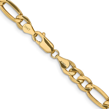 2 Inch 14K Yellow Gold 6.25mm Semi Solid Figaro Chain Necklace