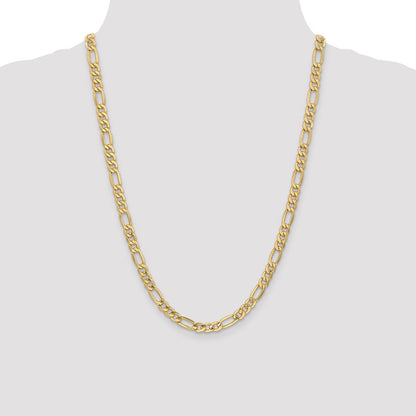 24 Inch 14K Yellow Gold 6.25mm Semi Solid Figaro Chain Necklace