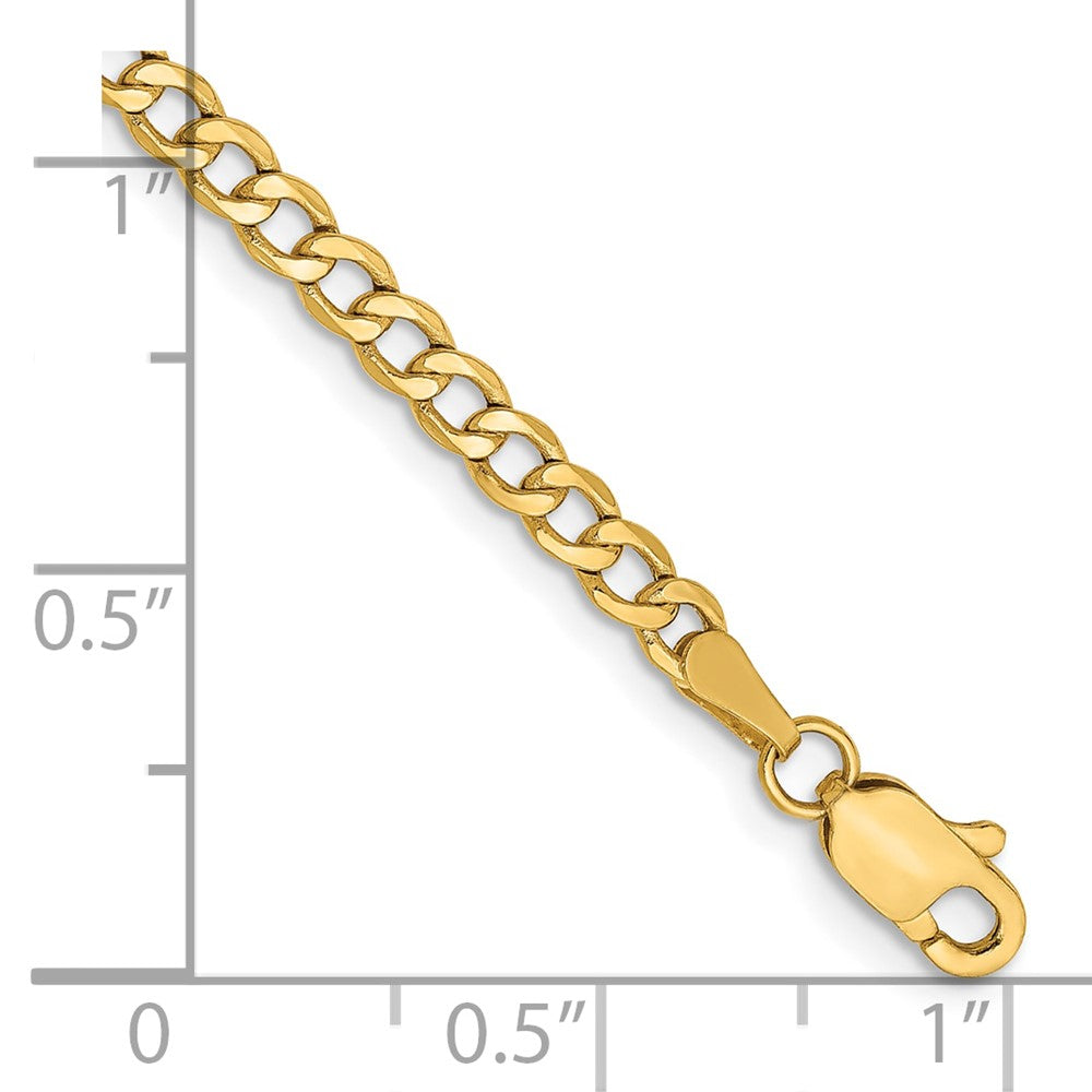 8 Inch 14K Yellow Gold 2.85mm Semi Solid Curb Chain Bracelet