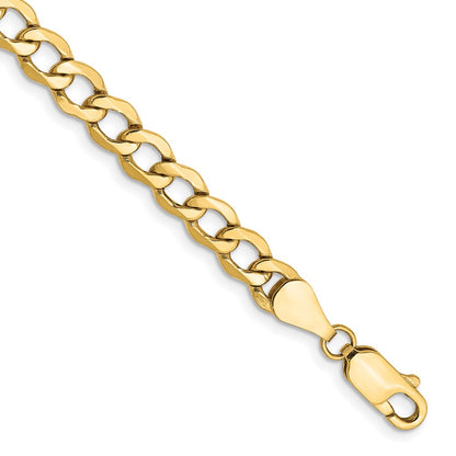 8 Inch 14K Yellow Gold 5.25mm Semi Solid Curb Chain Bracelet