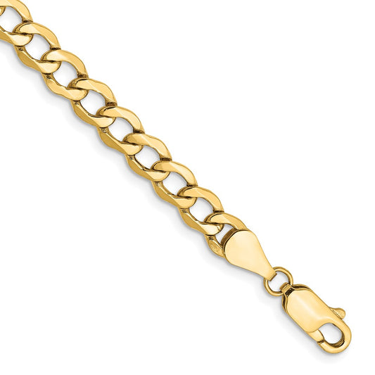 8 Inch 14K Yellow Gold 5.25mm Semi Solid Curb Chain Bracelet