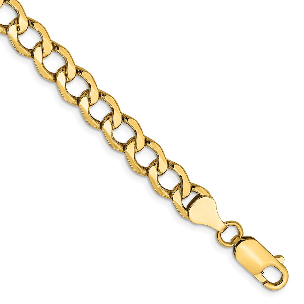 7 Inch 14K Yellow Gold 6.5mm Semi Solid Curb Chain Bracelet