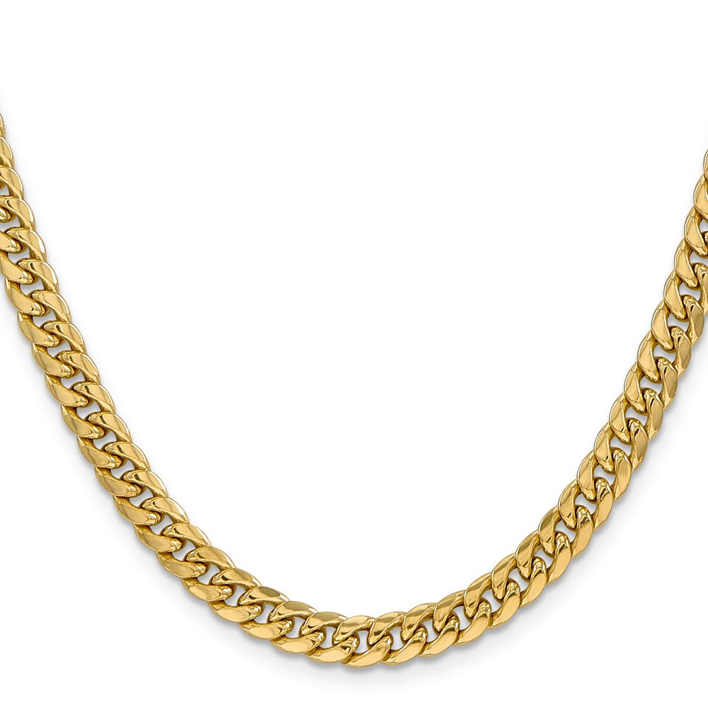 14K Yellow Gold 6mm Semi Solid Miami Cuban Chain Necklace