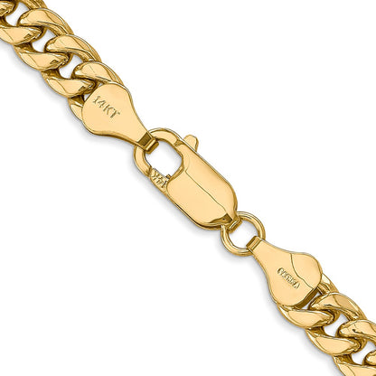14K Yellow Gold 6mm Semi Solid Miami Cuban Chain Necklace