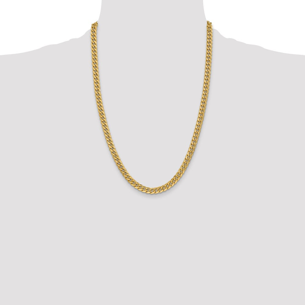 14K Yellow Gold 6mm Semi Solid Miami Cuban Chain Necklace