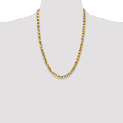 14K Yellow Gold 6mm Semi Solid Miami Cuban Chain Necklace