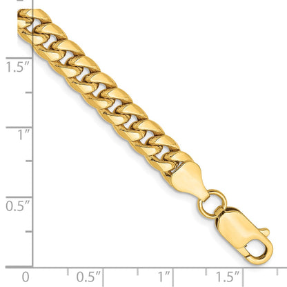 9 Inch 14K Yellow Gold 6mm Semi Solid Miami Cuban Chain Bracelet