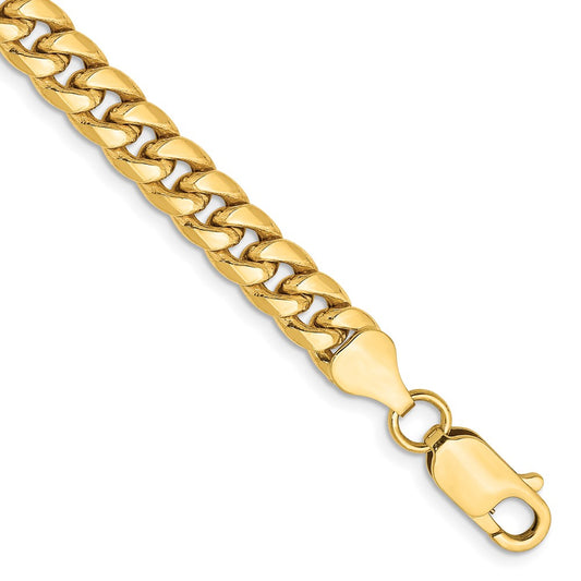 9 Inch 14K Yellow Gold 6mm Semi Solid Miami Cuban Chain Bracelet