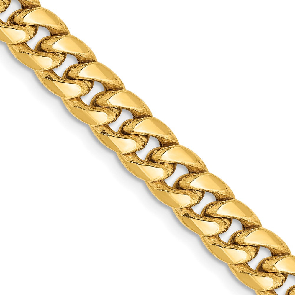 14K Yellow Gold 6mm Semi Solid Miami Cuban Chain Necklace