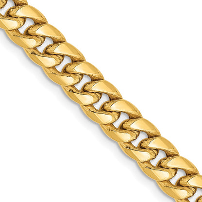 14K Yellow Gold 6mm Semi Solid Miami Cuban Chain Necklace