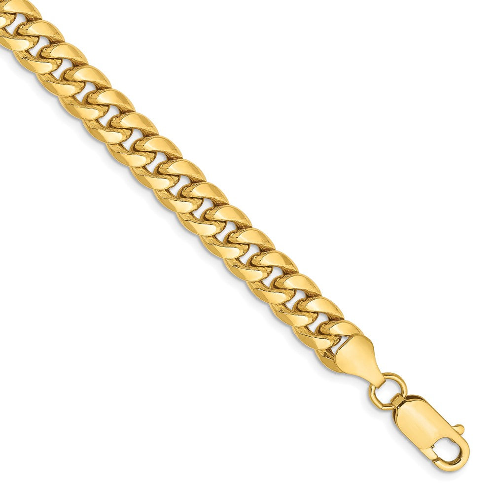 8 Inch 14K Yellow Gold 6.75mm Semi Solid Miami Cuban Chain Bracelet
