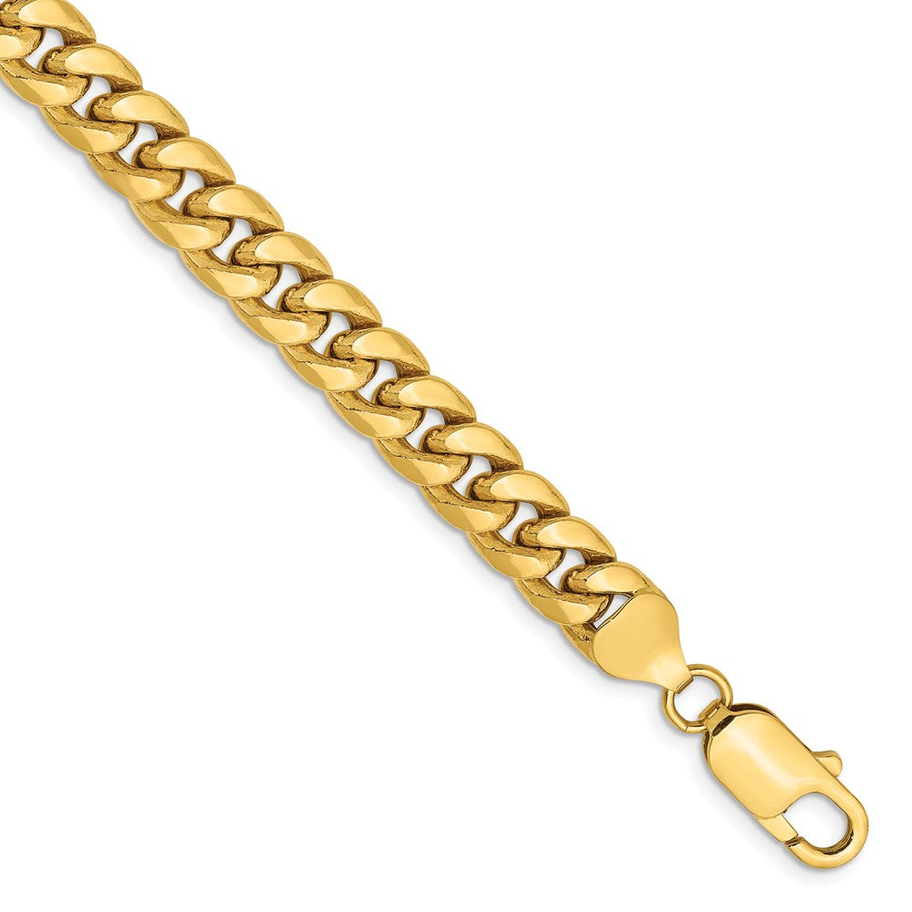 9 Inch 14K Yellow Gold 7.3mm Semi Solid Miami Cuban Chain Bracelet