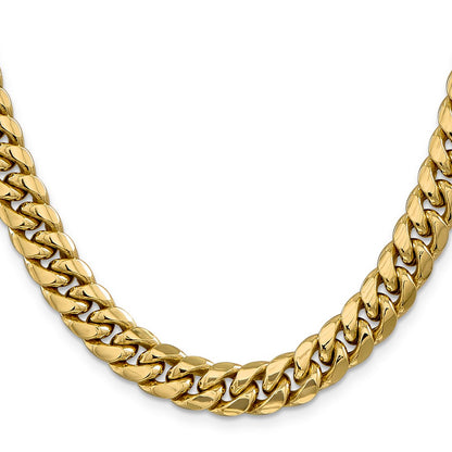 2 Inch 14K Yellow Gold 9.3mm Semi Solid Miami Cuban Chain Necklace