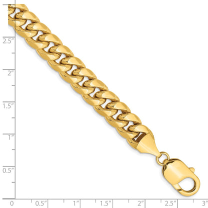 8 Inch 14K Yellow Gold 9.3mm Semi Solid Miami Cuban Chain Bracelet