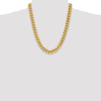 22 Inch 14K Yellow Gold 11mm Semi Solid Miami Cuban Chain Necklace