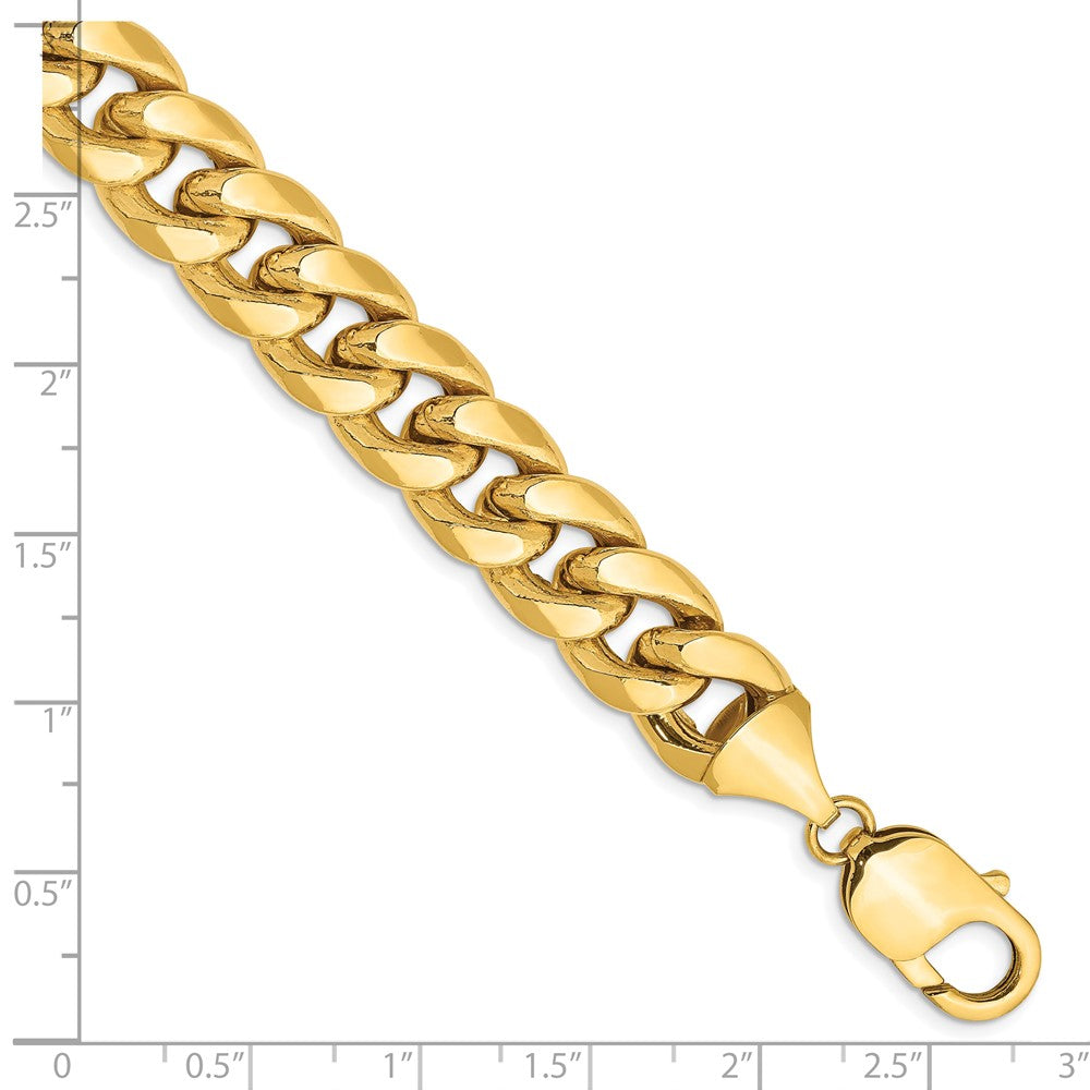 8 Inch 14K Yellow Gold 11mm Semi Solid Miami Cuban Chain Bracelet