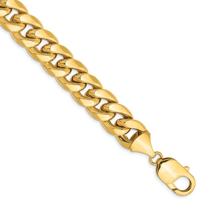 9 Inch 14K Yellow Gold 11mm Semi Solid Miami Cuban Chain Bracelet