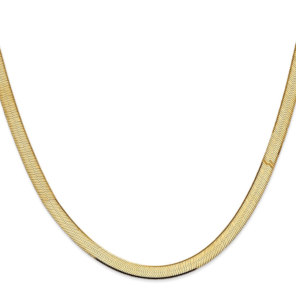 24 Inch 14K Yellow Gold 5.5mm Silky Herringbone Chain Necklace