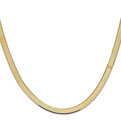 24 Inch 14K Yellow Gold 5.5mm Silky Herringbone Chain Necklace