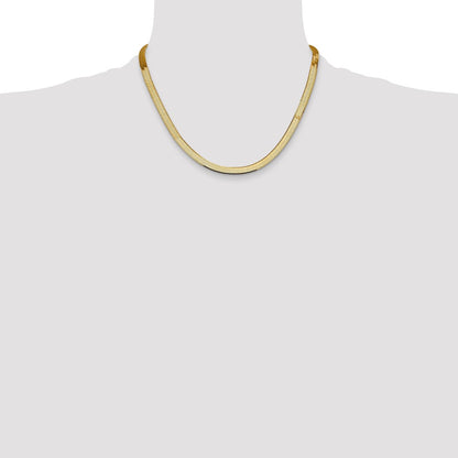 18 Inch 14K Yellow Gold 5.5mm Silky Herringbone Chain Necklace