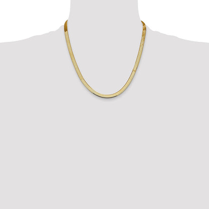 2 Inch 14K Yellow Gold 5.5mm Silky Herringbone Chain Necklace