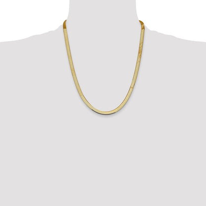 22 Inch 14K Yellow Gold 5.5mm Silky Herringbone Chain Necklace