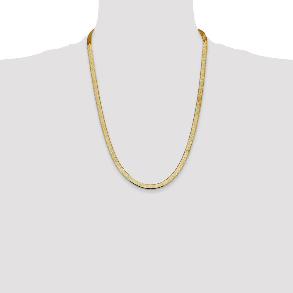 24 Inch 14K Yellow Gold 5.5mm Silky Herringbone Chain Necklace