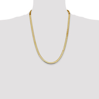 24 Inch 14K Yellow Gold 5.5mm Silky Herringbone Chain Necklace