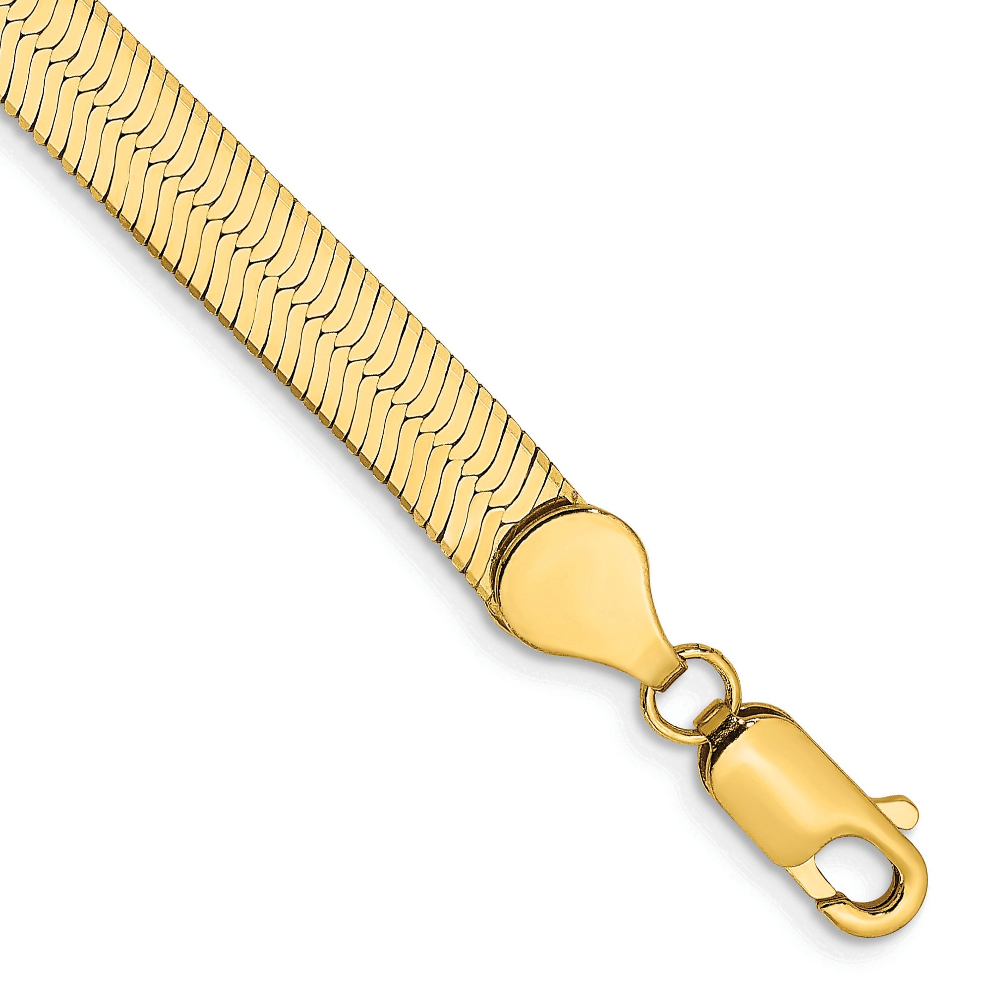 7 Inch 14K Yellow Gold 5.5mm Silky Herringbone Chain Bracelet