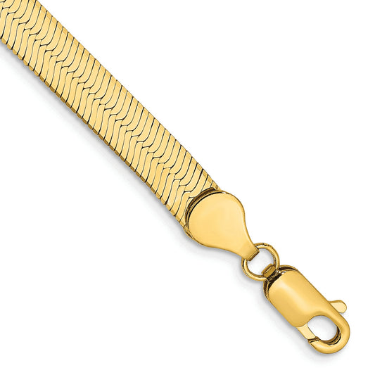 7 Inch 14K Yellow Gold 5.5mm Silky Herringbone Chain Bracelet