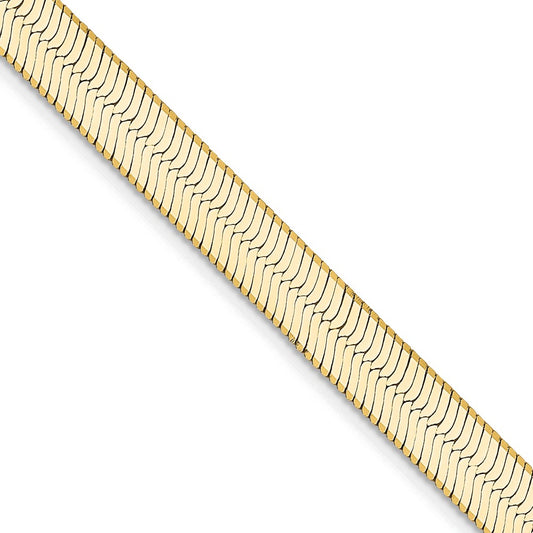 22 Inch 14K Yellow Gold 5.5mm Silky Herringbone Chain Necklace