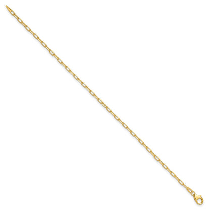 7 Inch 14K Yellow Gold 2.2mm Solid Beveled D/C Paperclip Chain Bracelet