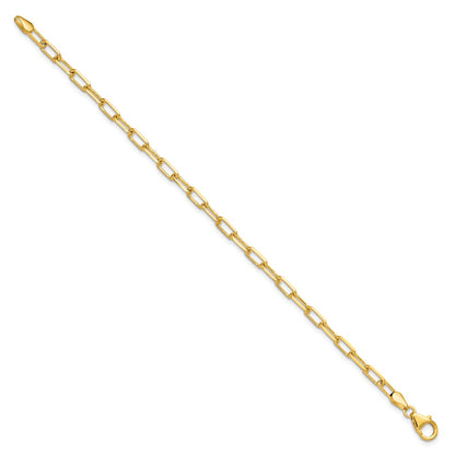 8 Inch 14K Yellow Gold 3.5mm Solid Beveled D/C Paperclip Chain Bracelet