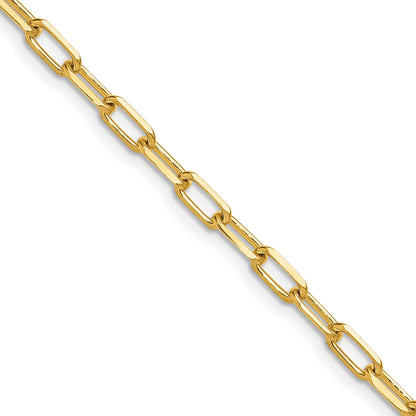 14K Yellow Gold 3.5mm Solid Beveled D/C Paperclip Chain Necklace
