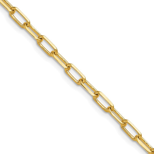 16 Inch 14K Yellow Gold 3.5mm Solid Beveled D/C Paperclip Chain Necklace