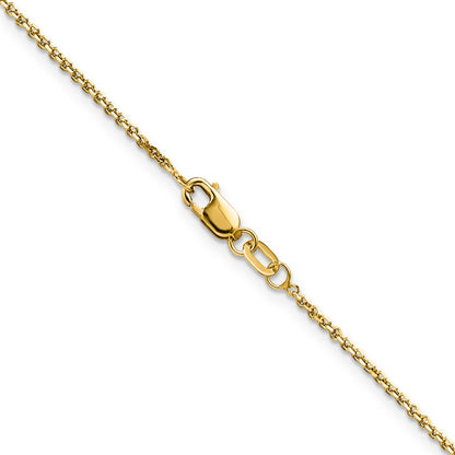 14K Yellow Gold 1.25mm D/C Round Cable Chain Necklace