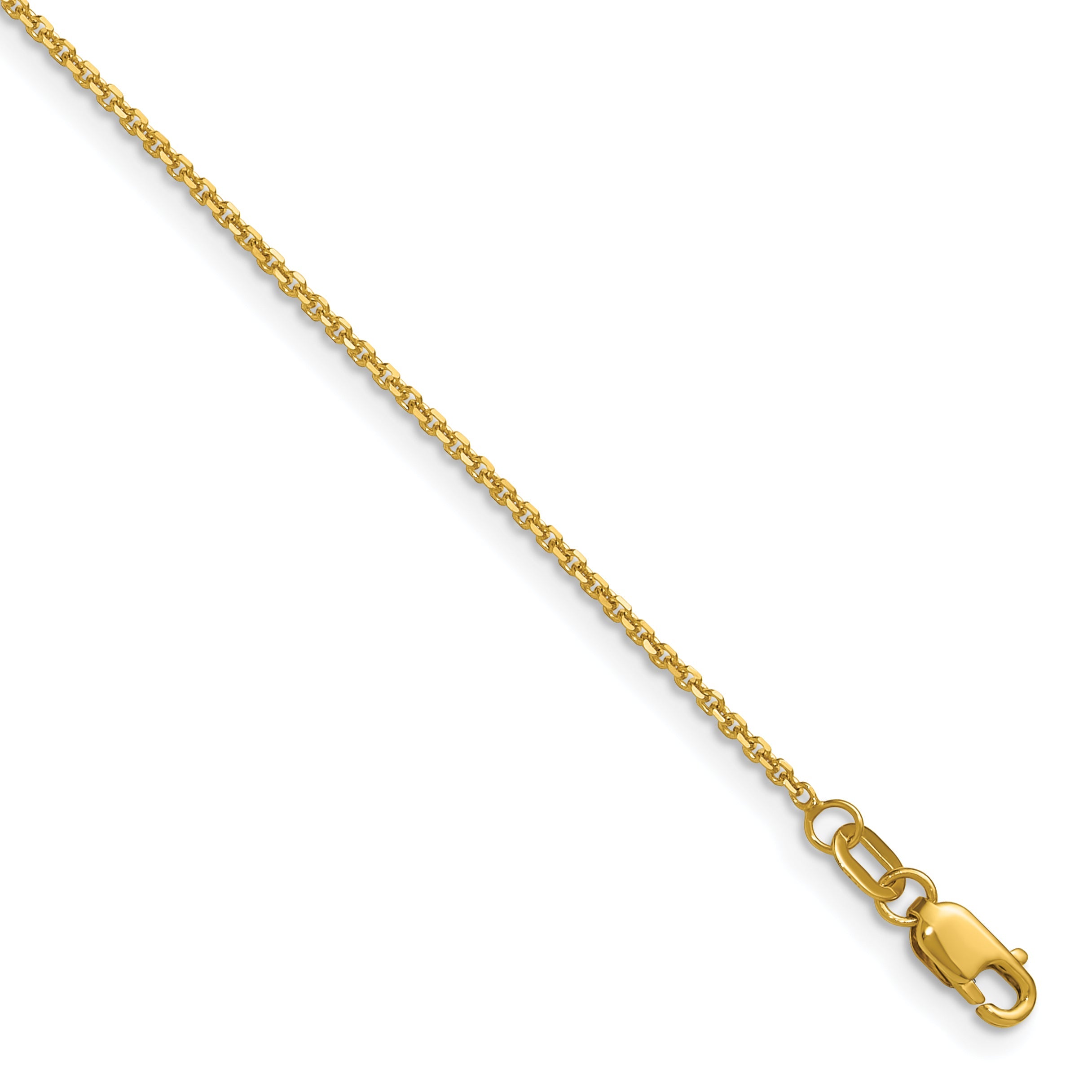 14K Yellow Gold 1.25mm D/C Round Cable Chain Necklace
