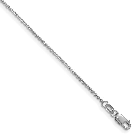 16 Inch 14K White Gold 1.25mm D/C Round Cable Chain Necklace