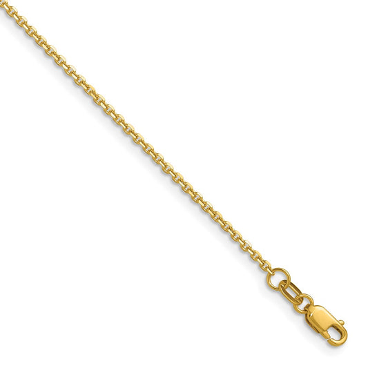 2 Inch 14K Yellow Gold 1.45mm D/C Round Cable Chain Necklace